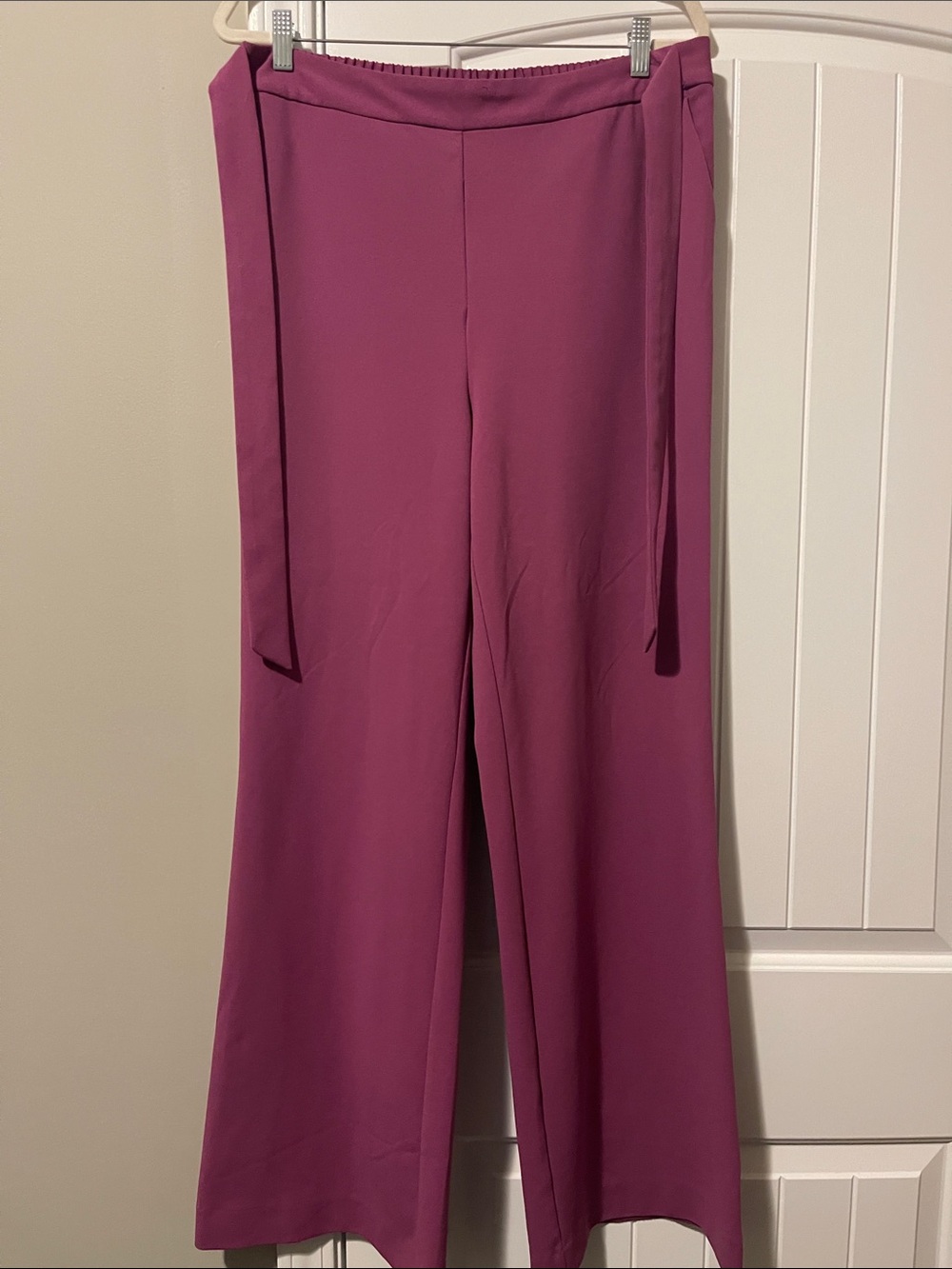 Worthington Wide-Leg Tie-Waist Pants in Plum